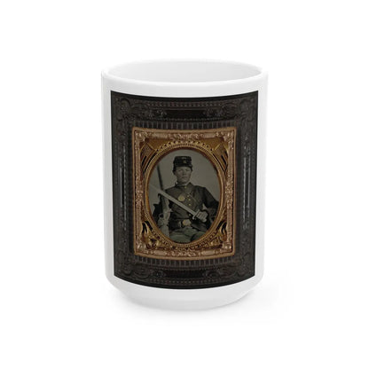 Unidentified Soldier In Union Uniform With Bayonet And Musket (U.S. Civil War) White Coffee Mug-15oz-Go Mug Yourself