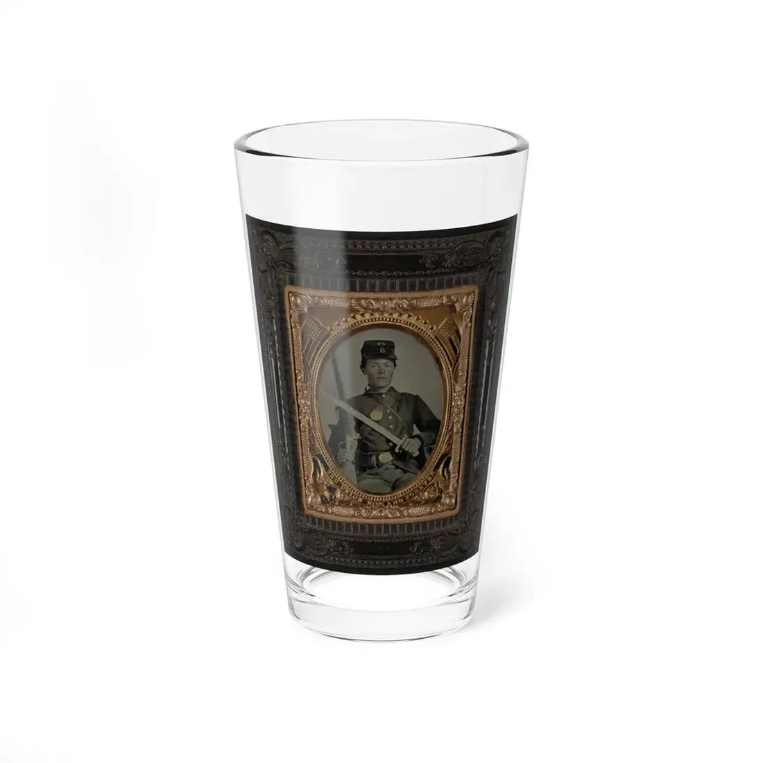 Unidentified Soldier In Union Uniform With Bayonet And Musket (U.S. Civil War) Pint Glass 16oz 16oz - Go Mug Yourself