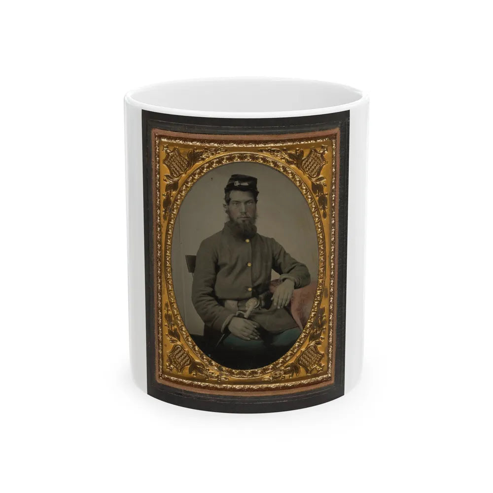 Unidentified Soldier In Union Uniform With Bayonet, Scabbard, And Cap Box (U.S. Civil War) White Coffee Mug-11oz-Go Mug Yourself