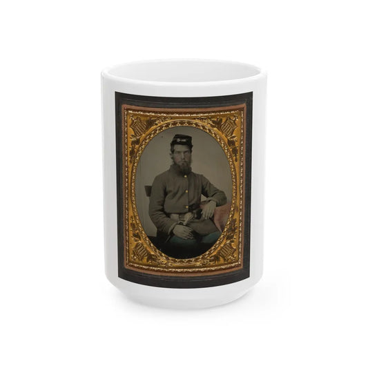 Unidentified Soldier In Union Uniform With Bayonet, Scabbard, And Cap Box (U.S. Civil War) White Coffee Mug-15oz-Go Mug Yourself