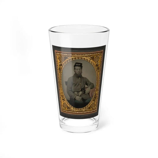 Unidentified Soldier In Union Uniform With Bayonet, Scabbard, And Cap Box (U.S. Civil War) Pint Glass 16oz 16oz - Go Mug Yourself
