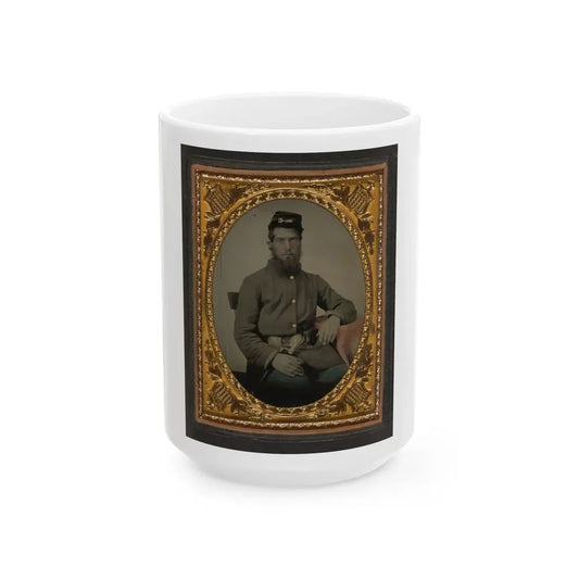Unidentified Soldier In Union Uniform With Bayonet, Scabbard, And Cap Box (U.S. Civil War) White Coffee Mug 15oz - Go Mug Yourself