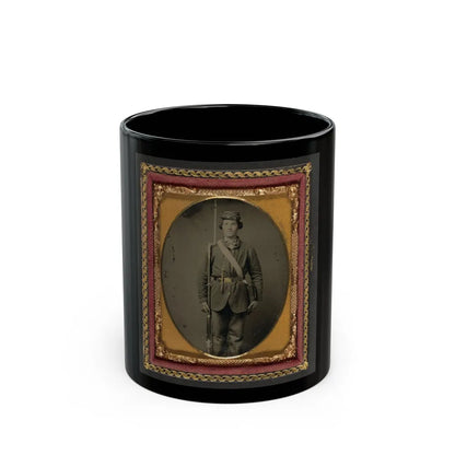 Unidentified Soldier In Union Uniform With Bayoneted Musket And Cartridge Box (U.S. Civil War) Black Coffee Mug-11oz-Go Mug Yourself