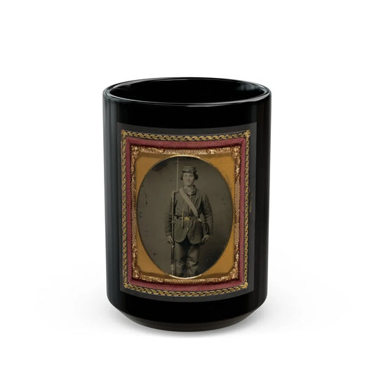 Unidentified Soldier In Union Uniform With Bayoneted Musket And Cartridge Box (U.S. Civil War) Black Coffee Mug-15oz-Go Mug Yourself