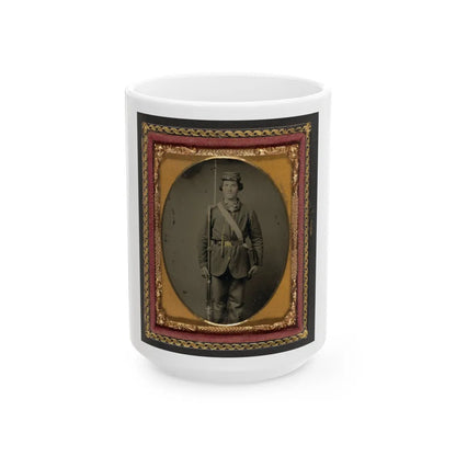 Unidentified Soldier In Union Uniform With Bayoneted Musket And Cartridge Box (U.S. Civil War) White Coffee Mug-15oz-Go Mug Yourself