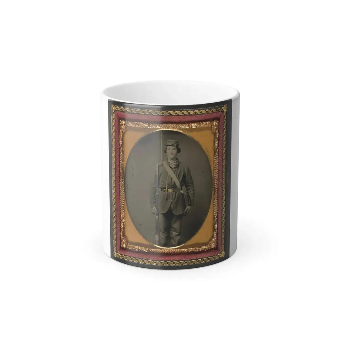 Unidentified Soldier in Union Uniform With Bayoneted Musket and Cartridge Box (U.S. Civil War) Color Changing Coffee Mug 11oz - Go Mug Yourself