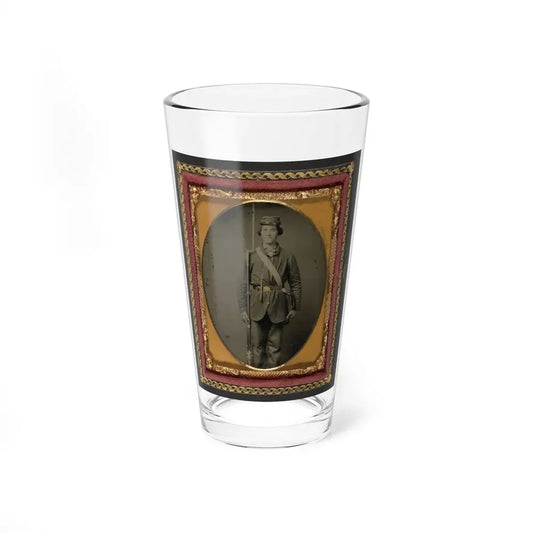 Unidentified Soldier In Union Uniform With Bayoneted Musket And Cartridge Box (U.S. Civil War) Pint Glass 16oz 16oz - Go Mug Yourself