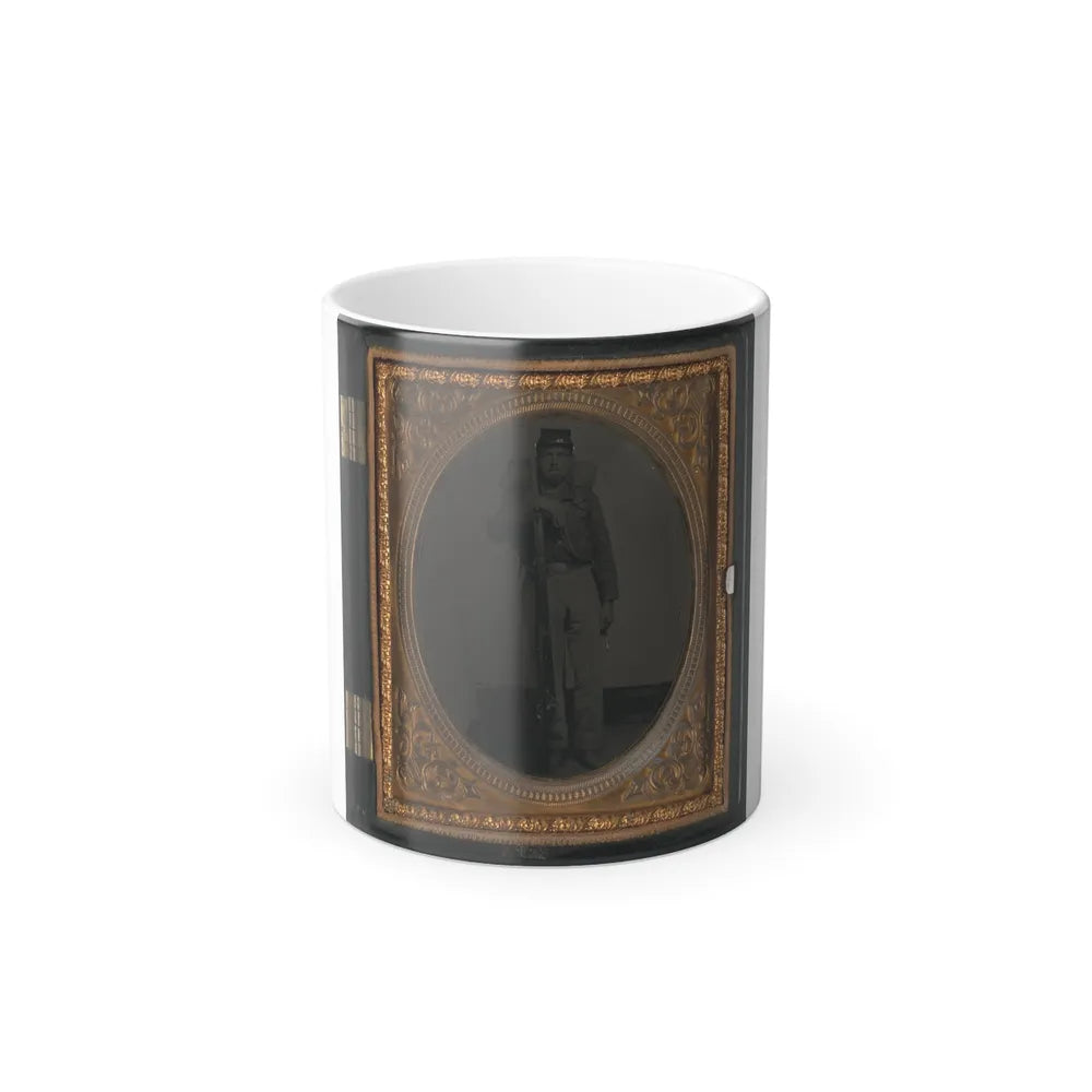 Unidentified Soldier in Union Uniform With Bayoneted Musket and Knapsack With Bedroll (U.S. Civil War) Color Changing Coffee Mug 11oz-11oz-Go Mug Yourself