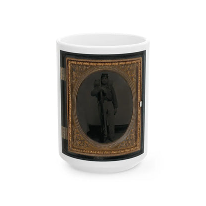 Unidentified Soldier In Union Uniform With Bayoneted Musket And Knapsack With Bedroll (U.S. Civil War) White Coffee Mug-15oz-Go Mug Yourself