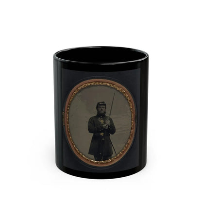 Unidentified Soldier In Union Uniform With Bayoneted Musket And Scabbard (U.S. Civil War) Black Coffee Mug-11oz-Go Mug Yourself