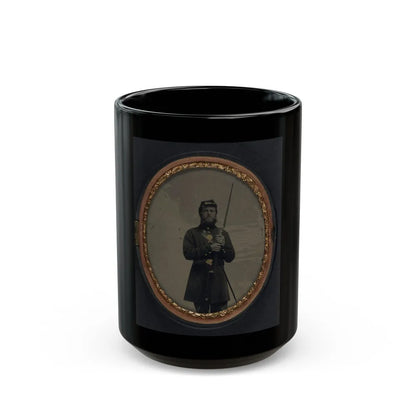 Unidentified Soldier In Union Uniform With Bayoneted Musket And Scabbard (U.S. Civil War) Black Coffee Mug-15oz-Go Mug Yourself