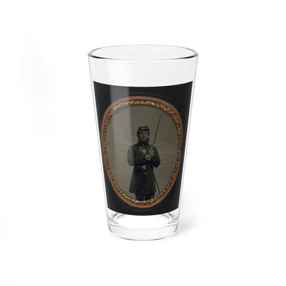 Unidentified Soldier In Union Uniform With Bayoneted Musket And Scabbard (U.S. Civil War) Pint Glass 16oz 16oz - Go Mug Yourself
