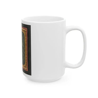 Unidentified Soldier In Union Uniform With Bayoneted Musket In Front Of American Flag (U.S. Civil War) White Coffee Mug - Go Mug Yourself