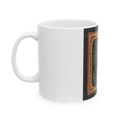 Unidentified Soldier In Union Uniform With Bayoneted Musket In Front Of American Flag (U.S. Civil War) White Coffee Mug - Go Mug Yourself