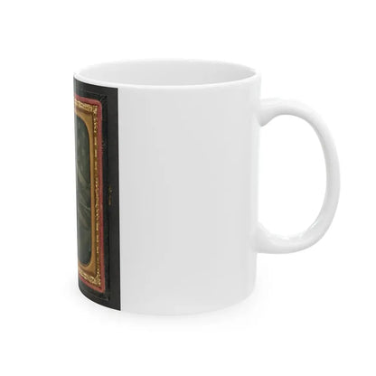 Unidentified Soldier In Union Uniform With Bayoneted Musket In Front Of American Flag (U.S. Civil War) White Coffee Mug - Go Mug Yourself