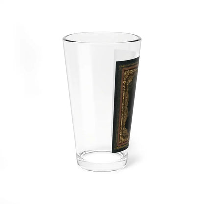 Unidentified Soldier In Union Uniform With Bayoneted Musket In Front Of Painted Backdrop Showing Trees (U.S. Civil War) Pint Glass 16oz-Go Mug Yourself