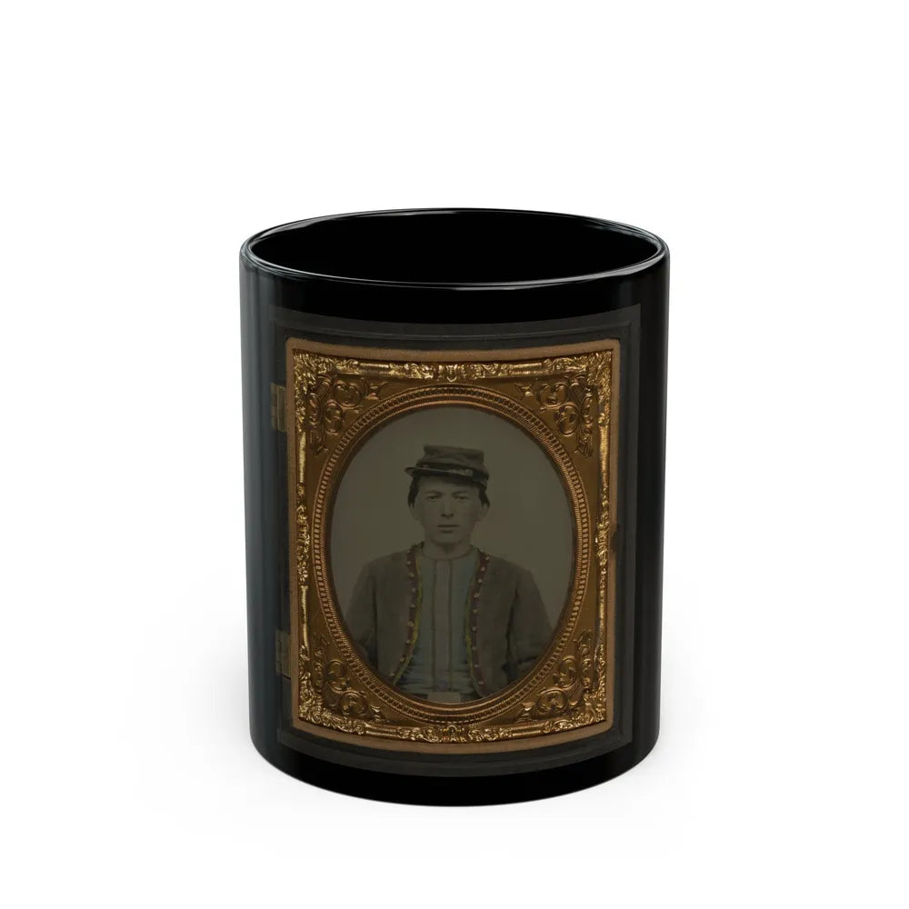 Unidentified Young Soldier In Union Zouave Uniform (U.S. Civil War) Black Coffee Mug-11oz-Go Mug Yourself