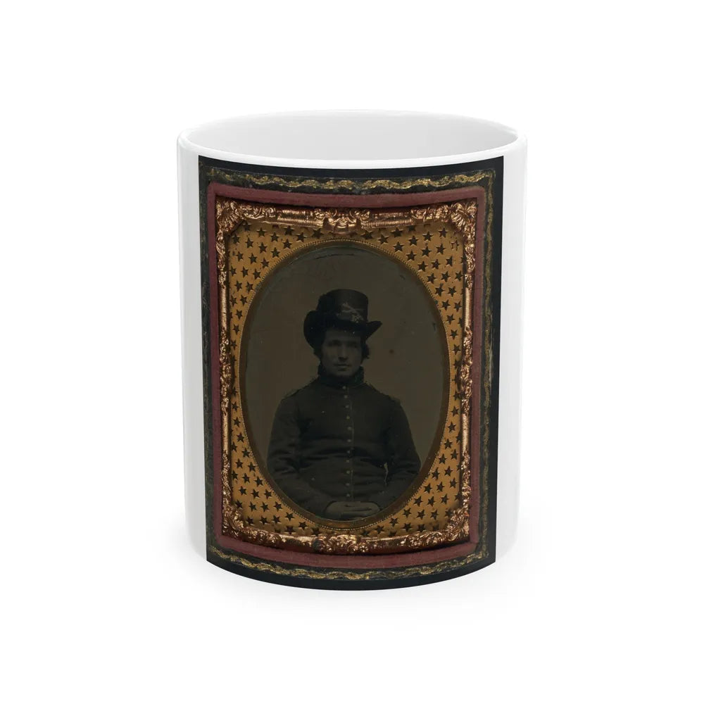 Unidentified Young Union Soldier In Infantry Shell Jacket With Shoulder Scales And Company E Hardee Hat (U.S. Civil War) White Coffee Mug-11oz-Go Mug Yourself