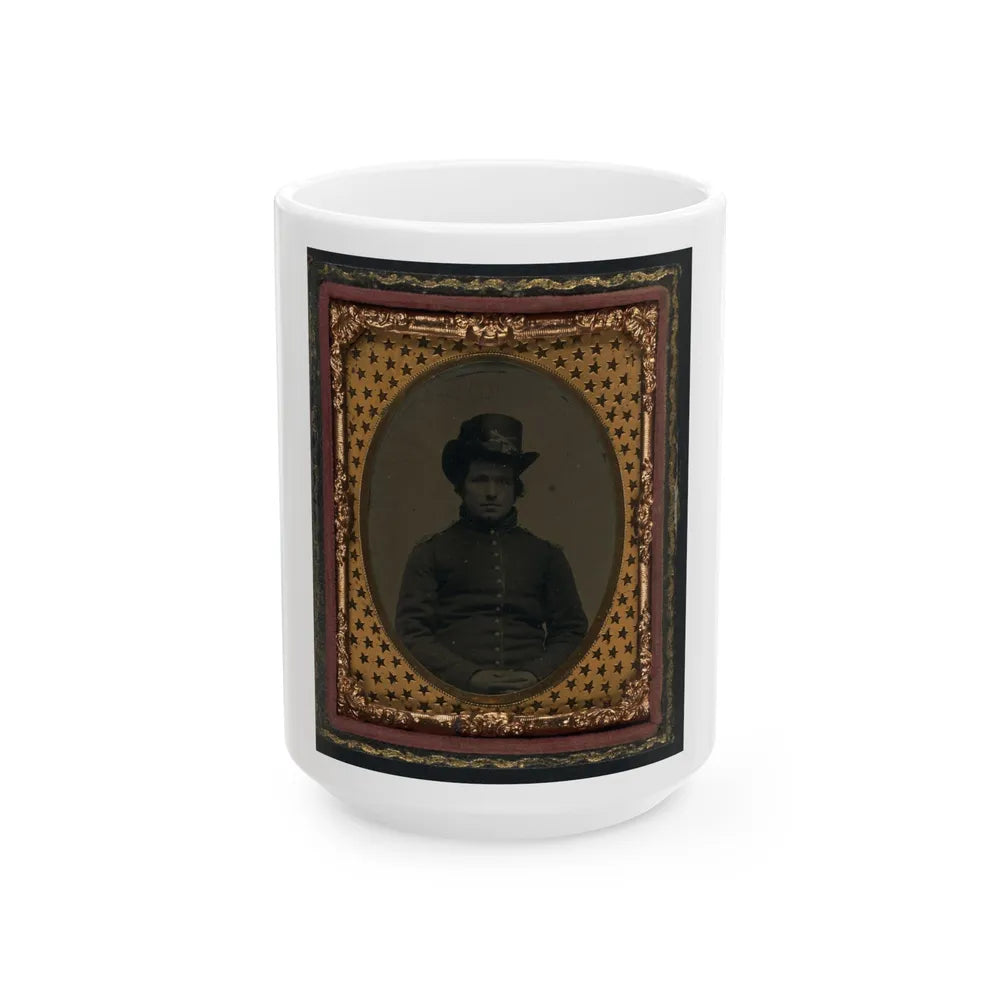 Unidentified Young Union Soldier In Infantry Shell Jacket With Shoulder Scales And Company E Hardee Hat (U.S. Civil War) White Coffee Mug-15oz-Go Mug Yourself