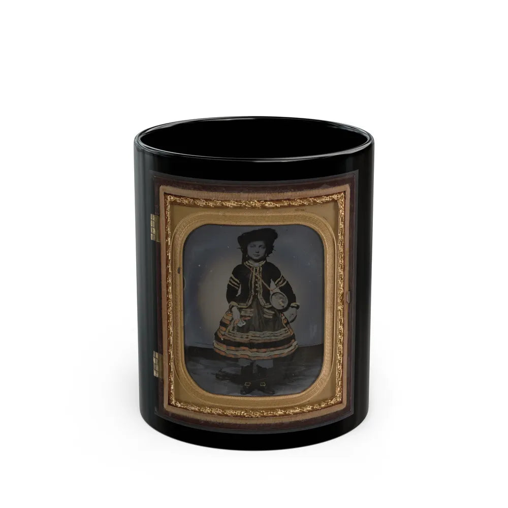 Unidentified Young Vivandiere In Union Uniform With Barrel Canteen And Cup (U.S. Civil War) Black Coffee Mug-11oz-Go Mug Yourself