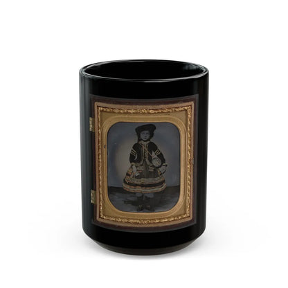 Unidentified Young Vivandiere In Union Uniform With Barrel Canteen And Cup (U.S. Civil War) Black Coffee Mug-15oz-Go Mug Yourself