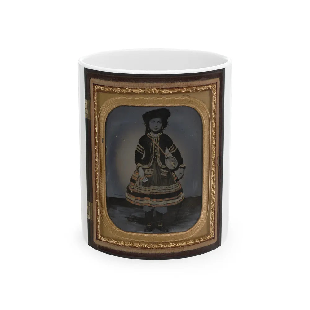 Unidentified Young Vivandiere In Union Uniform With Barrel Canteen And Cup (U.S. Civil War) White Coffee Mug-11oz-Go Mug Yourself