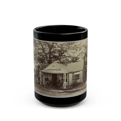 Union Army Soldiers Seated On A Porch With Three Other Men (U.S. Civil War) Black Coffee Mug-15oz-Go Mug Yourself