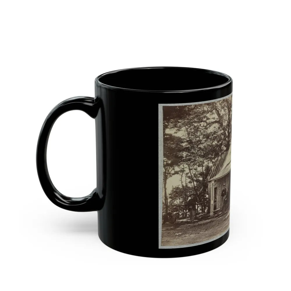 Union Army Soldiers Seated On A Porch With Three Other Men (U.S. Civil War) Black Coffee Mug-Go Mug Yourself