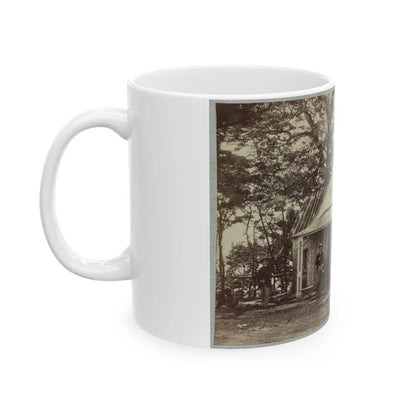 Union Army Soldiers Seated On A Porch With Three Other Men (U.S. Civil War) White Coffee Mug-Go Mug Yourself