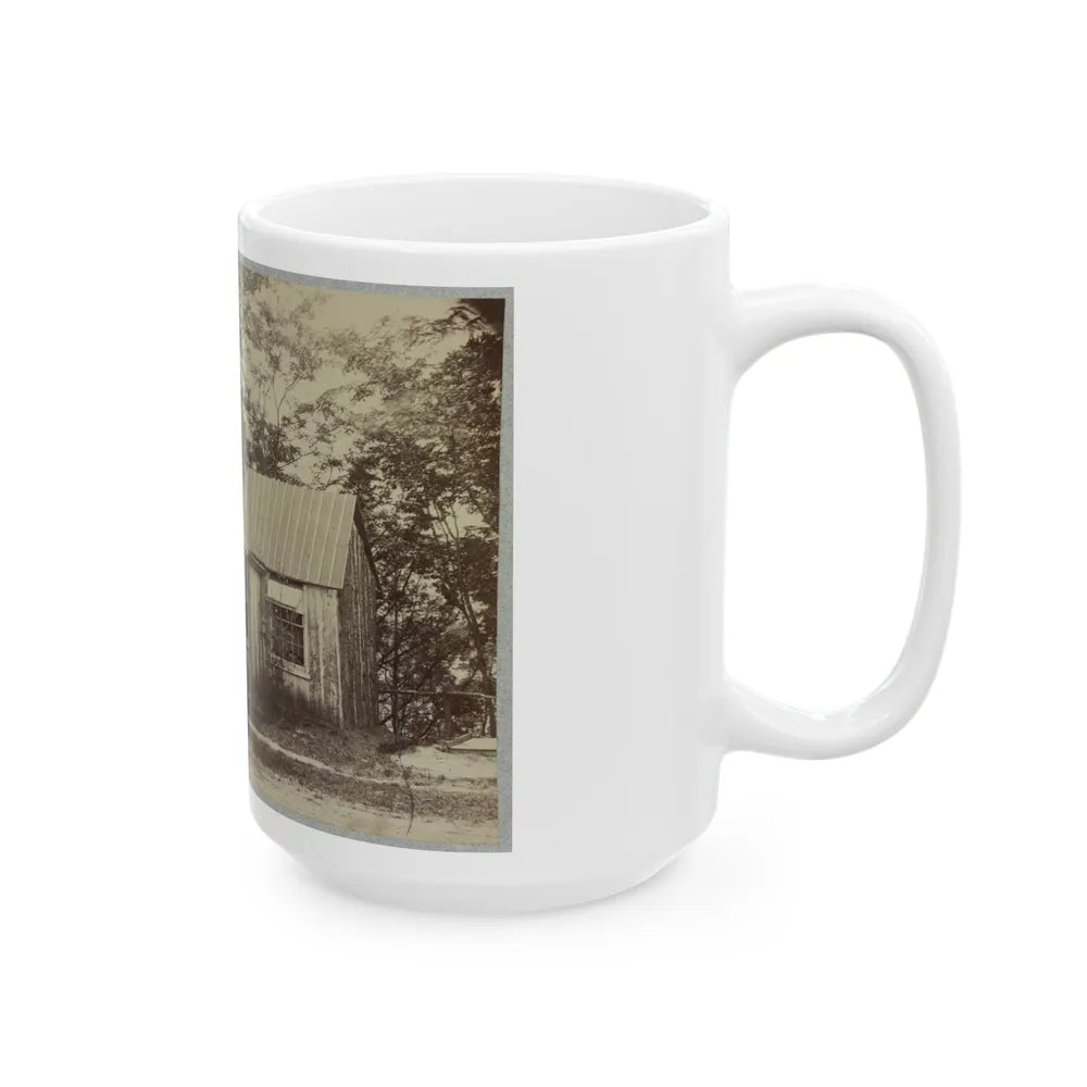 Union Army Soldiers Seated On A Porch With Three Other Men (U.S. Civil War) White Coffee Mug-Go Mug Yourself