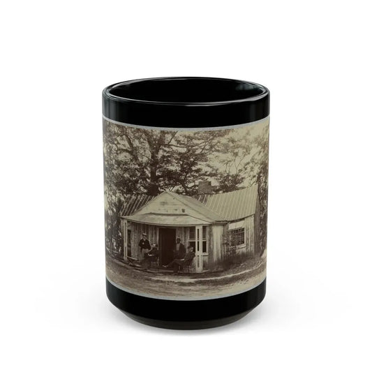 Union Army Soldiers Seated On A Porch With Three Other Men (U.S. Civil War) Black Coffee Mug 15oz - Go Mug Yourself