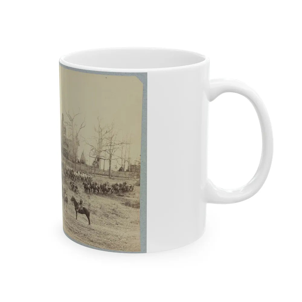 Union Artillery Unit Posing With Horses And Cannons (U.S. Civil War) White Coffee Mug-Go Mug Yourself