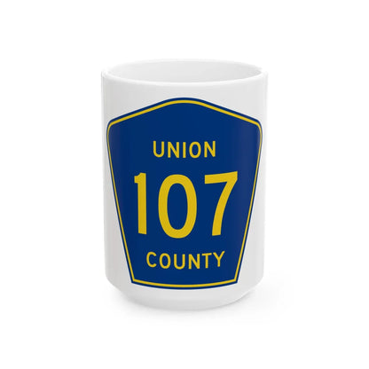 Union County Route 107 MS (Mississippi) (Road Sign) White Coffee Mug 15oz - Go Mug Yourself