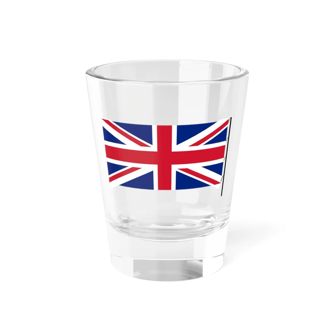 Union Flag on staff hoist right (United Kingdom) Shot Glass 1.5oz 1.5oz - Go Mug Yourself