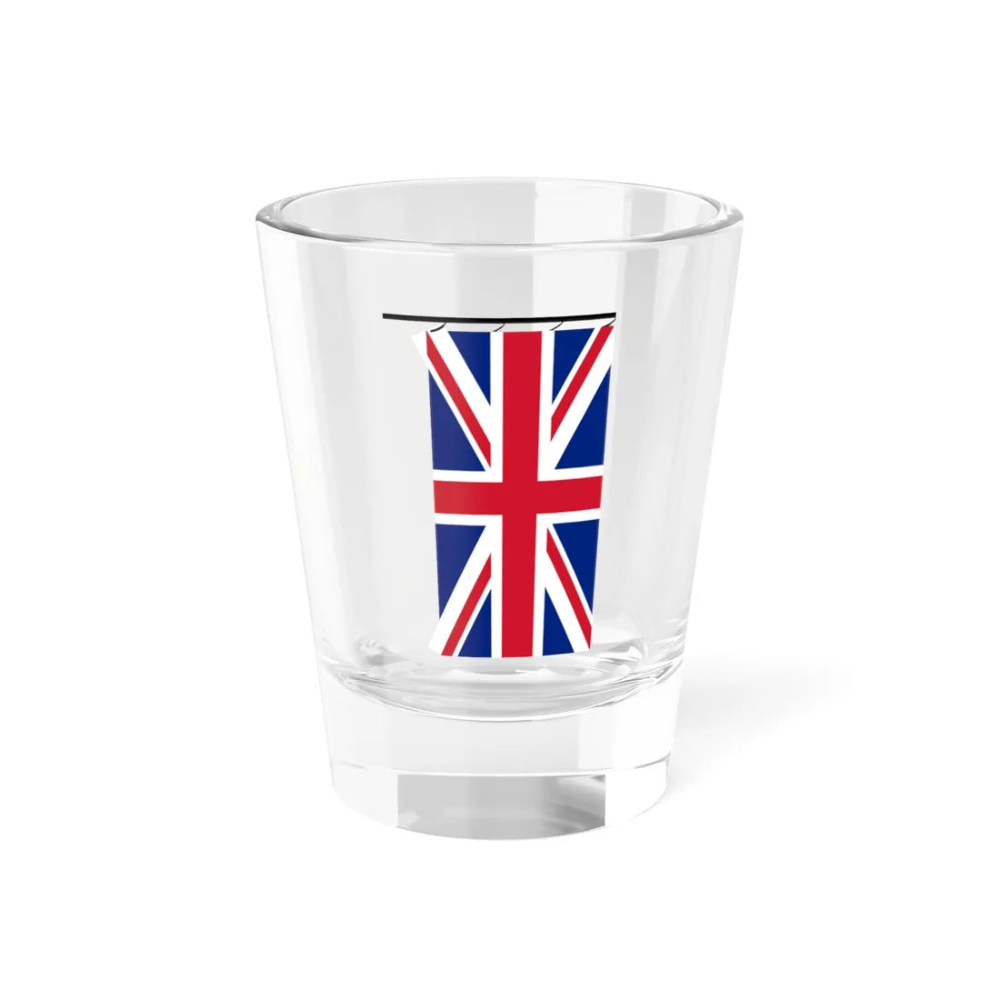 Union Flag on staff vertical hoist left (United Kingdom) Shot Glass 1.5oz 1.5oz - Go Mug Yourself