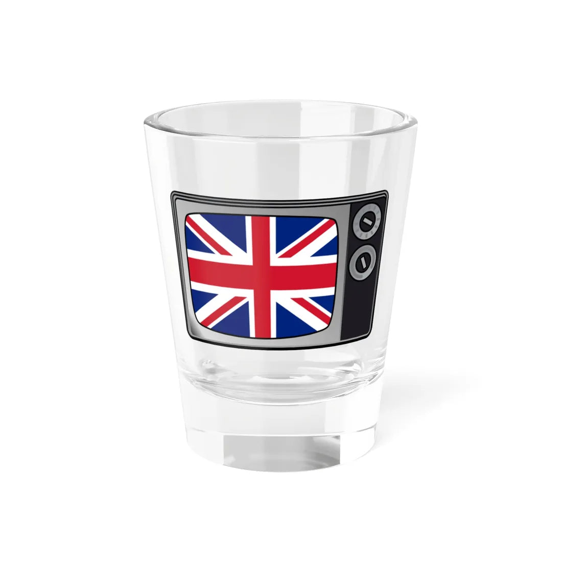 Union flag tv (United Kingdom) Shot Glass 1.5oz 1.5oz - Go Mug Yourself