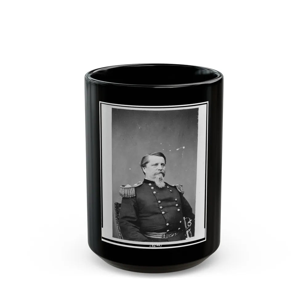 Union General Winfield Scott Hancock, Half-Length Portrait, Seated, Facing Right, In Uniform (U.S. Civil War) Black Coffee Mug-15oz-Go Mug Yourself