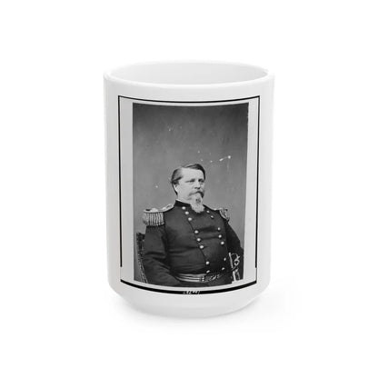 Union General Winfield Scott Hancock, Half-Length Portrait, Seated, Facing Right, In Uniform (U.S. Civil War) White Coffee Mug-15oz-Go Mug Yourself