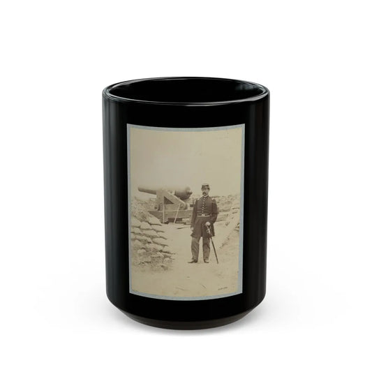 Union Officer Standing In An Unidentified Fort In Front Of A Cannon (U.S. Civil War) Black Coffee Mug-15oz-Go Mug Yourself