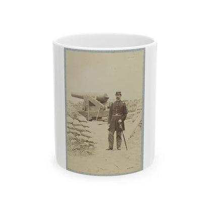 Union Officer Standing In An Unidentified Fort In Front Of A Cannon (U.S. Civil War) White Coffee Mug-11oz-Go Mug Yourself