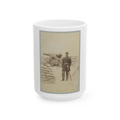 Union Officer Standing In An Unidentified Fort In Front Of A Cannon (U.S. Civil War) White Coffee Mug-15oz-Go Mug Yourself