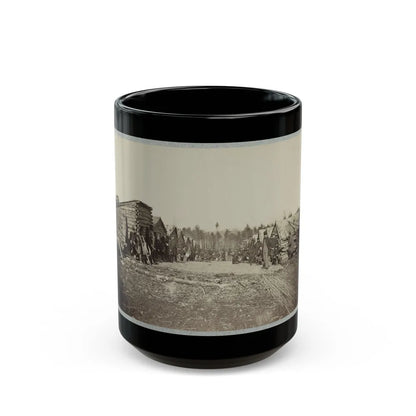 Union Soldiers, In Camp, Posed In Front Of Log Buildings 001 (U.S. Civil War) Black Coffee Mug-15oz-Go Mug Yourself