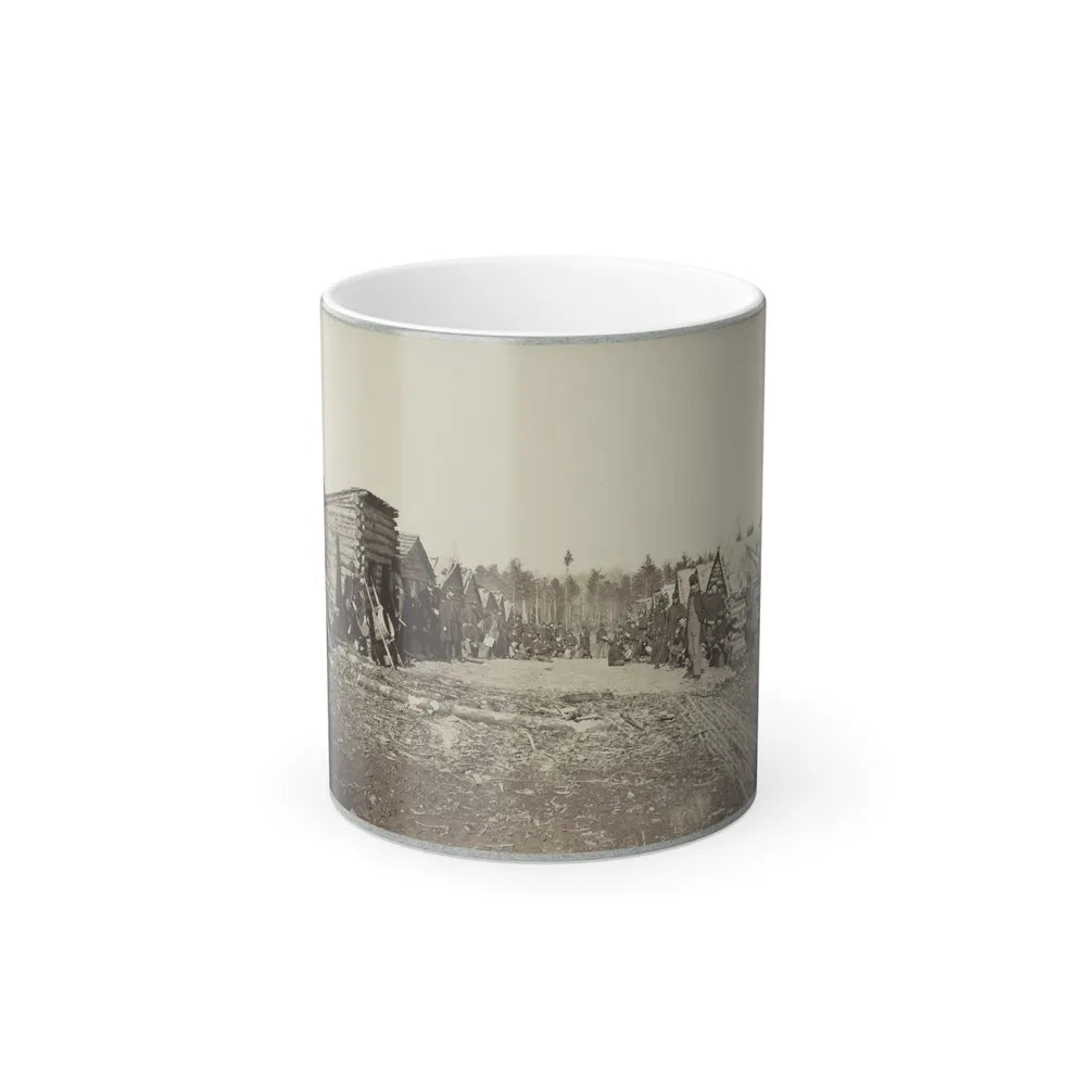 Union Soldiers, in Camp, Posed in Front of Log Buildings 001 (U.S. Civil War) Color Changing Coffee Mug 11oz-11oz-Go Mug Yourself