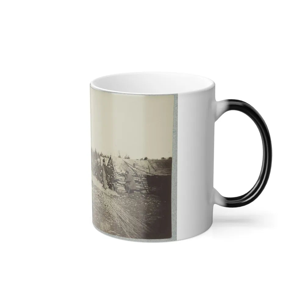 Union Soldiers, in Camp, Posed in Front of Log Buildings 001 (U.S. Civil War) Color Changing Coffee Mug 11oz-Go Mug Yourself