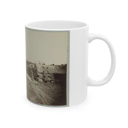 Union Soldiers, In Camp, Posed In Front Of Log Buildings 001 (U.S. Civil War) White Coffee Mug-Go Mug Yourself