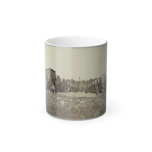 Union Soldiers, in Camp, Posed in Front of Log Buildings 001 (U.S. Civil War) Color Changing Coffee Mug 11oz Default Title 11oz - Go Mug Yourself