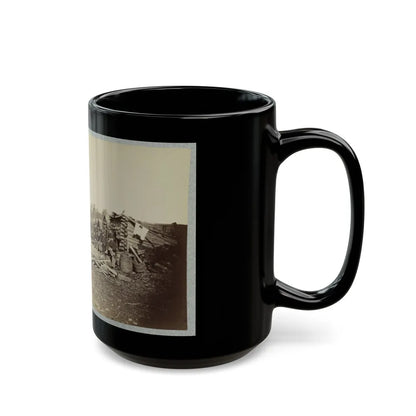 Union Soldiers, In Camp, Posed In Front Of Log Buildings (U.S. Civil War) Black Coffee Mug-Go Mug Yourself