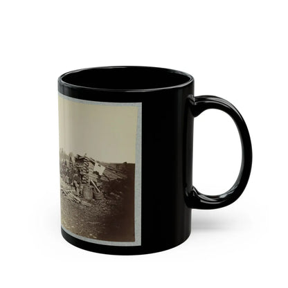 Union Soldiers, In Camp, Posed In Front Of Log Buildings (U.S. Civil War) Black Coffee Mug-Go Mug Yourself