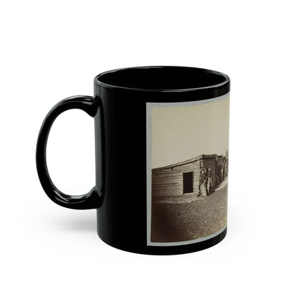 Union Soldiers, In Camp, Posed In Front Of Log Buildings (U.S. Civil War) Black Coffee Mug-Go Mug Yourself