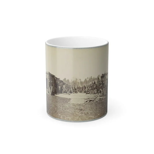 Union Soldiers, in Camp, Posed in Front of Log Buildings (U.S. Civil War) Color Changing Coffee Mug 11oz-11oz-Go Mug Yourself